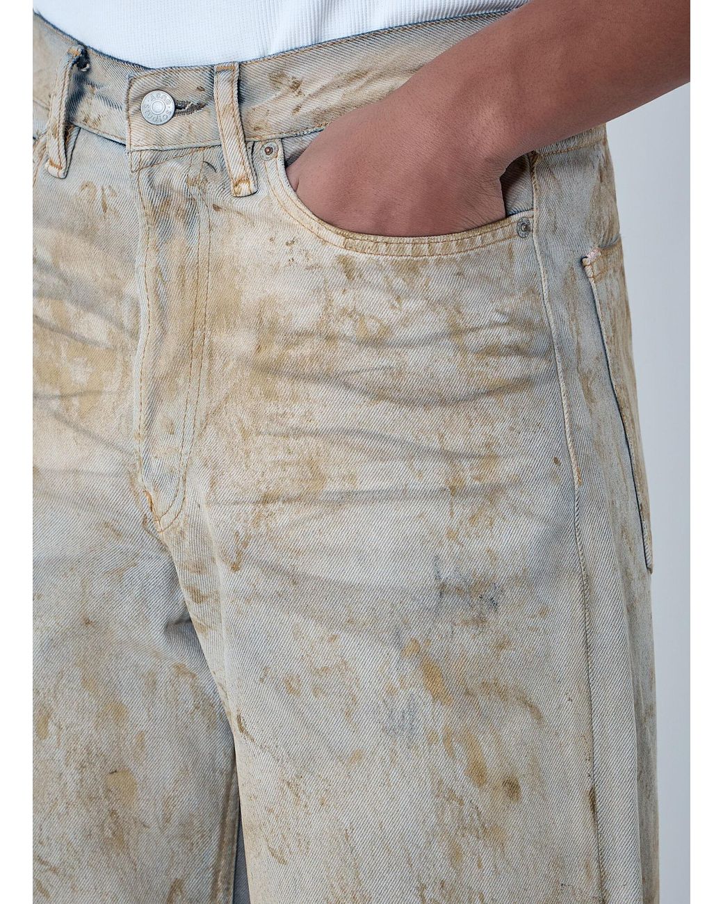 Acne Gray Wide-Leg Distressed Pants for men