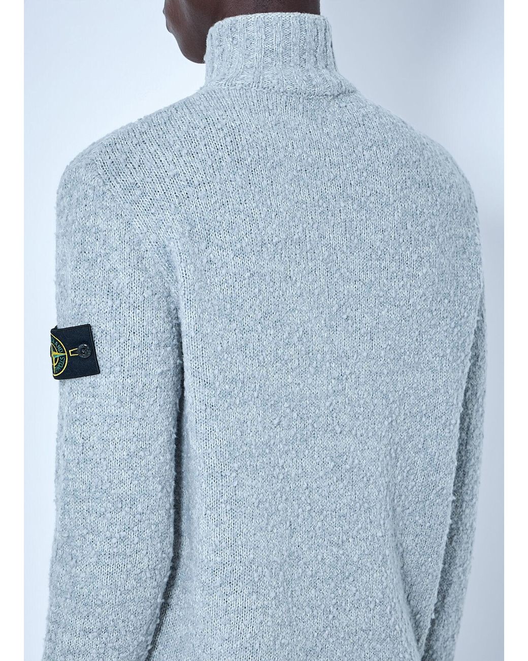 Stone Island Blue Half-Zip Wool Sweater for men