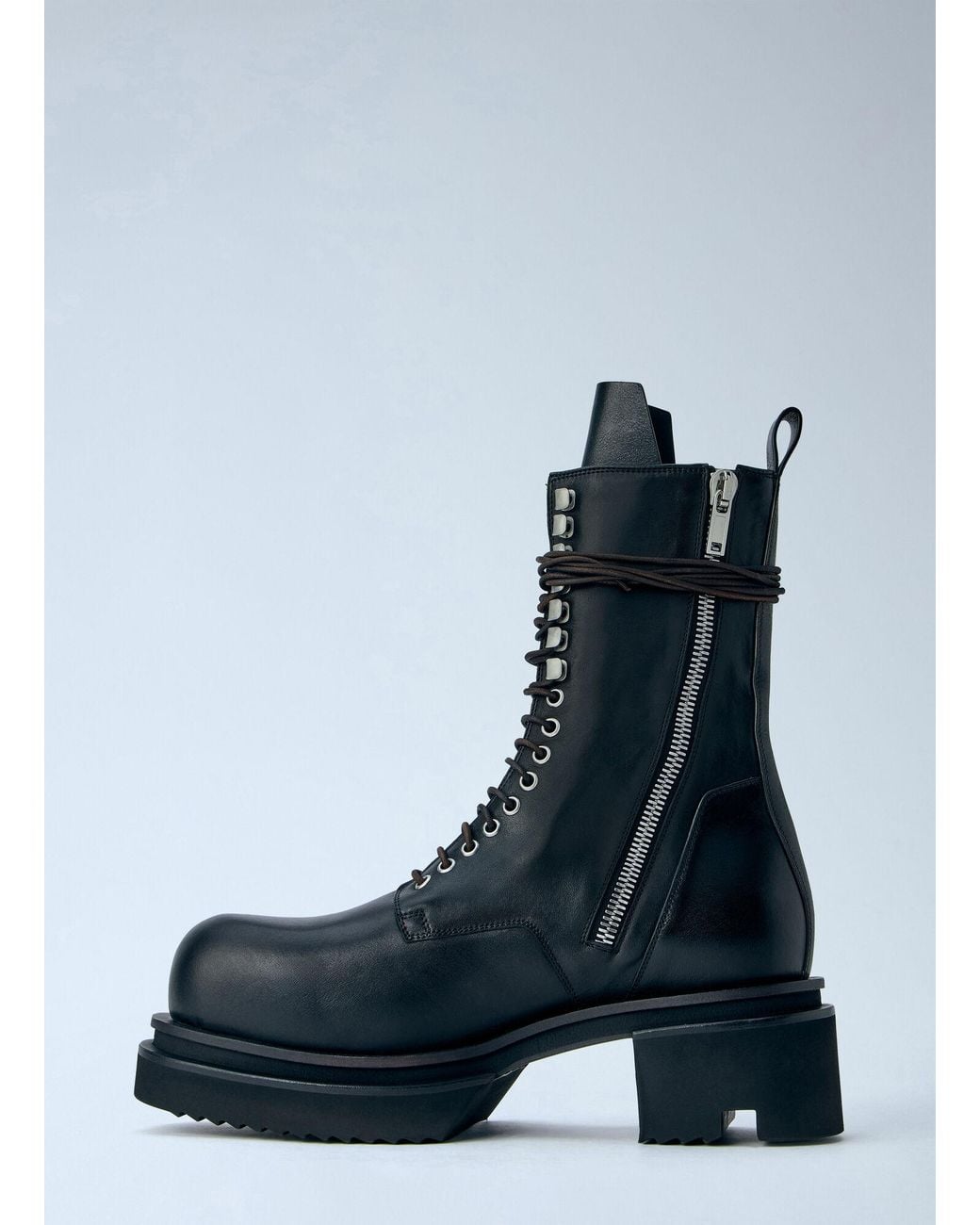 Rick Owens Blue Bogun Lace Up Boots for men