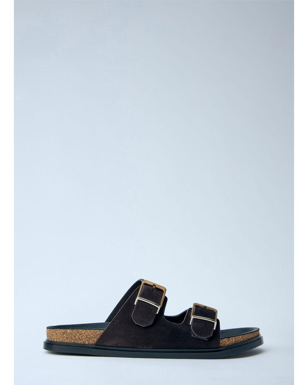 The Row Black Buckle Slides