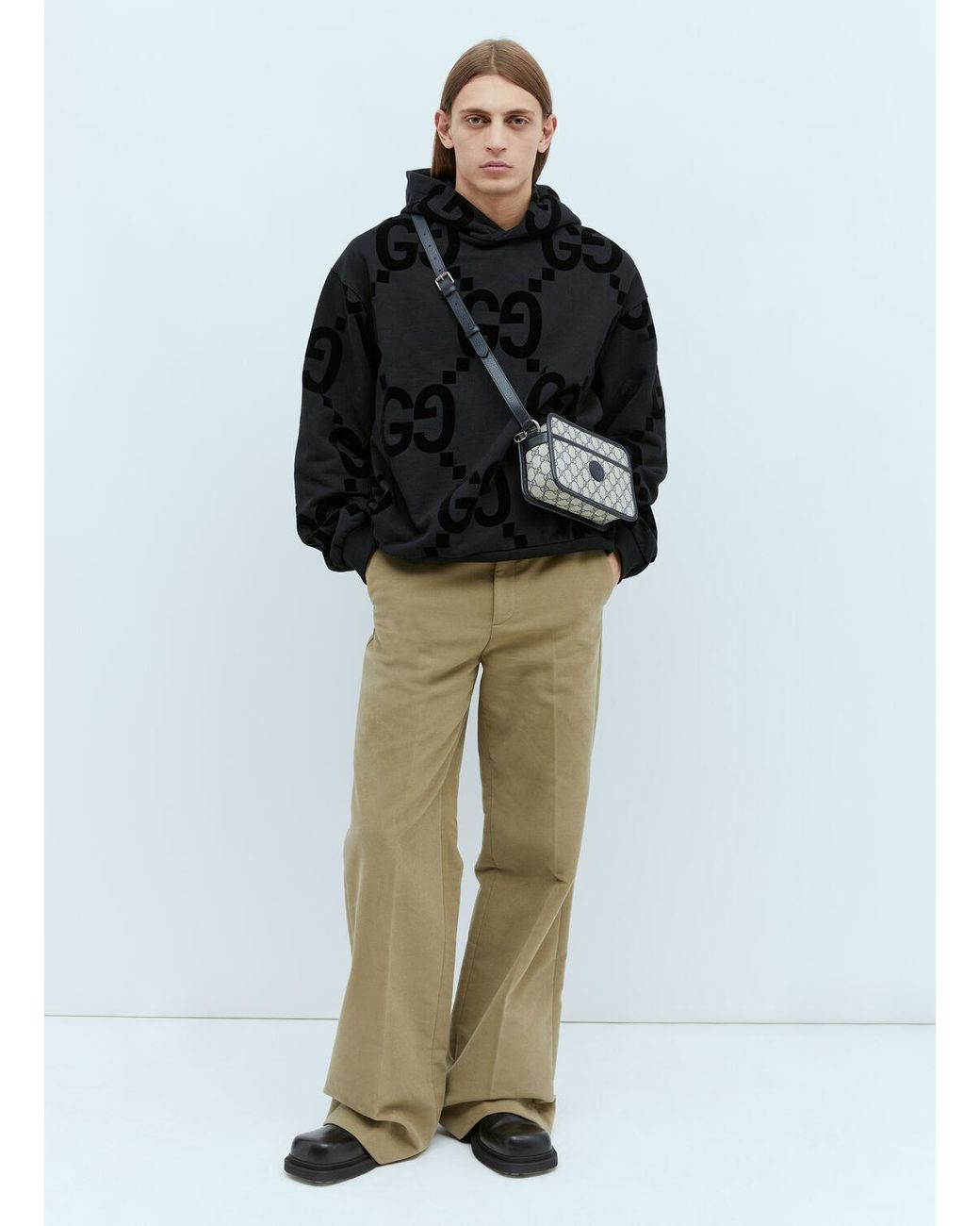 GUCCI＊GG FLOCKED PRINT COTTON SWEATSHIRT パーカー＊送料込 Gucci Gg Flocked Print Hooded Sweatshirt in Black for Men | Lyst