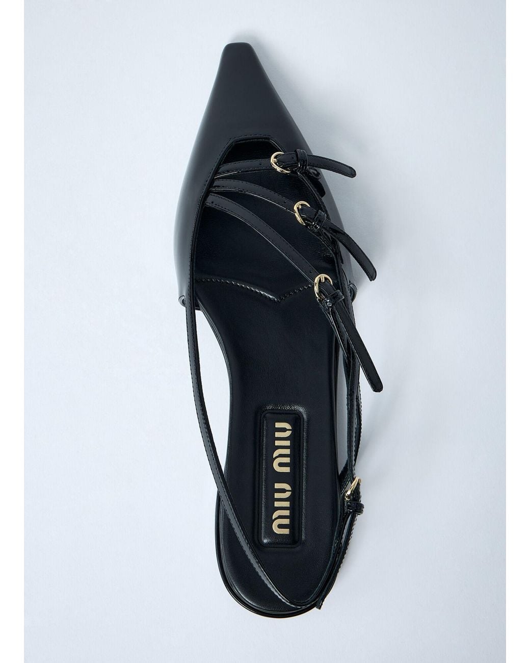 Miu Miu White Patent Leather Slingback Ballerina Flats