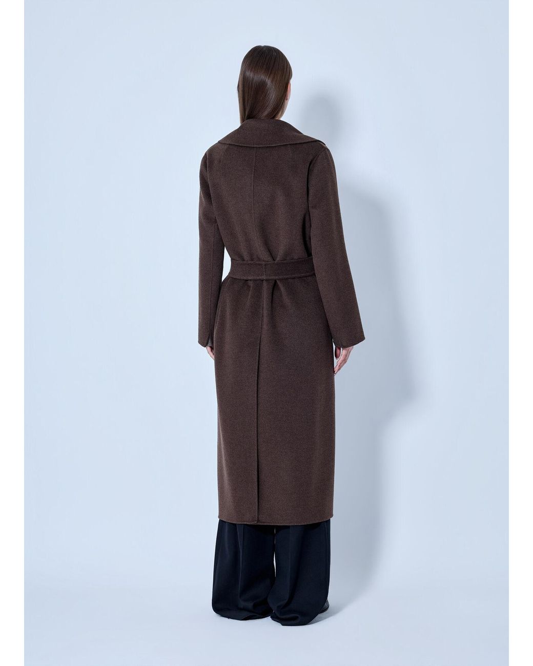Max Mara Blue Wrap Belted Wool Coat