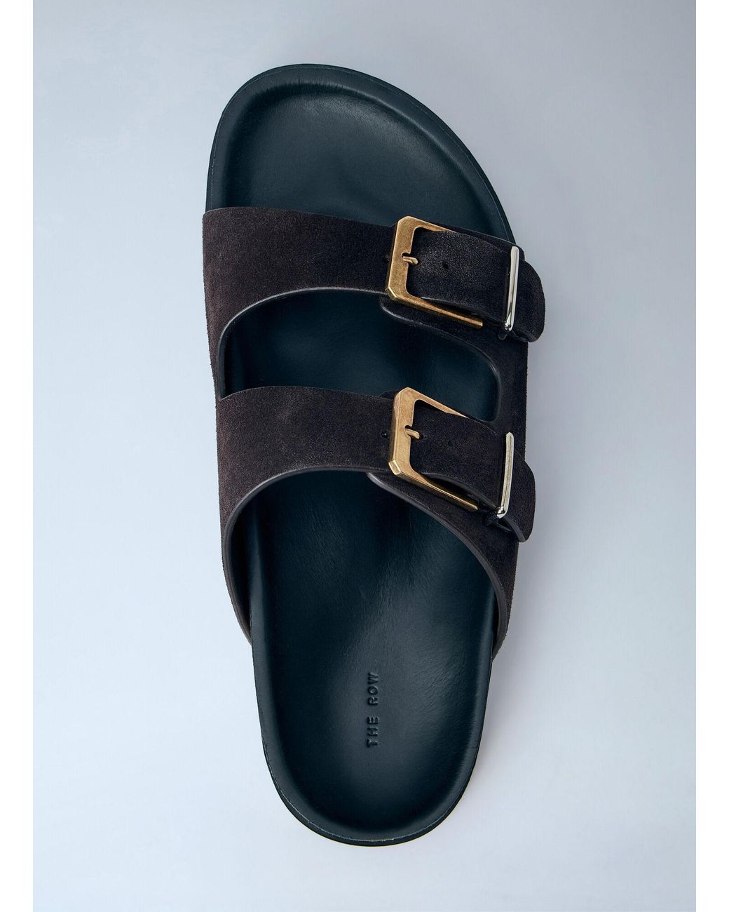 The Row Black Buckle Slides
