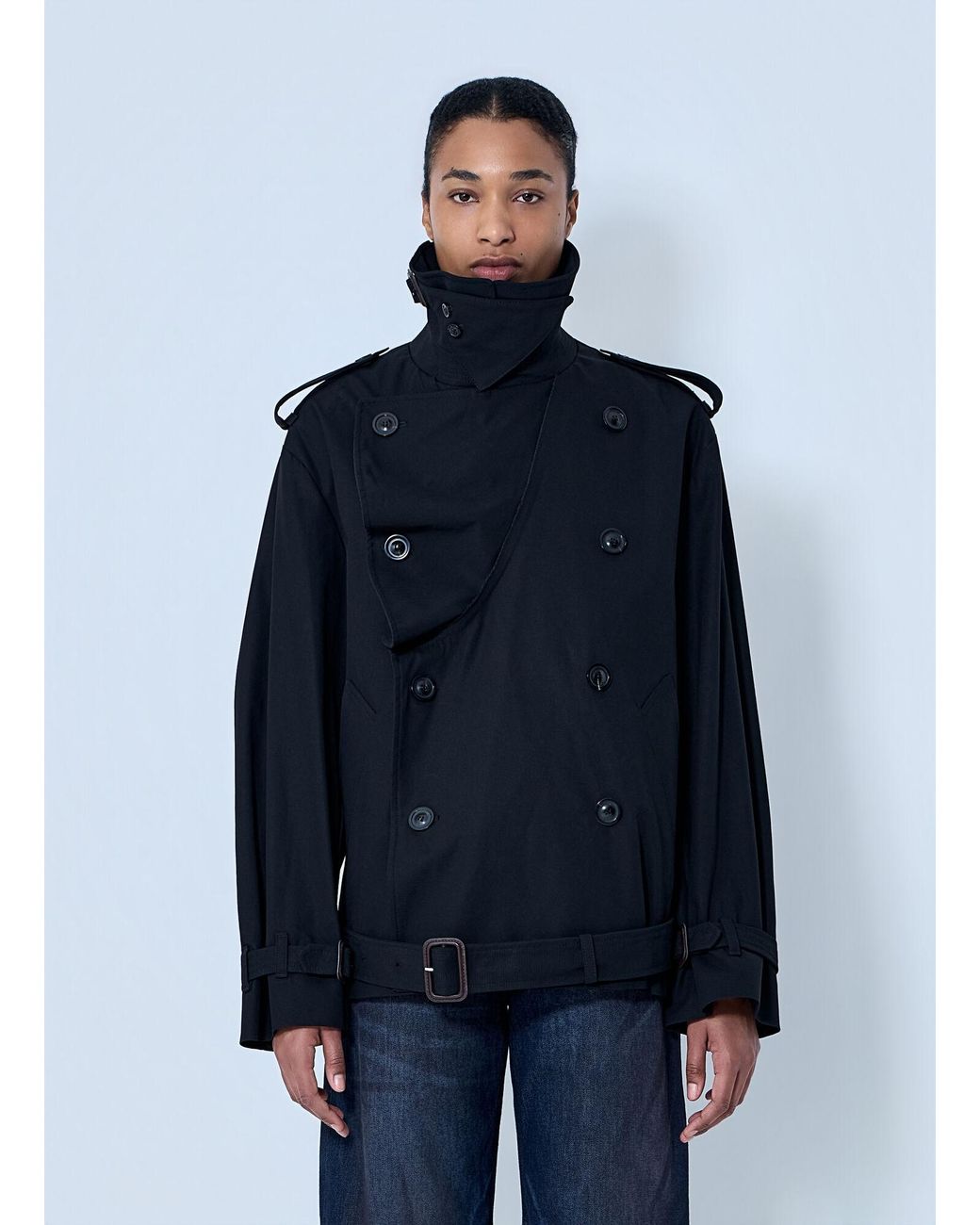 Maison Margiela Blue Double-Breasted High-Collar Jacket