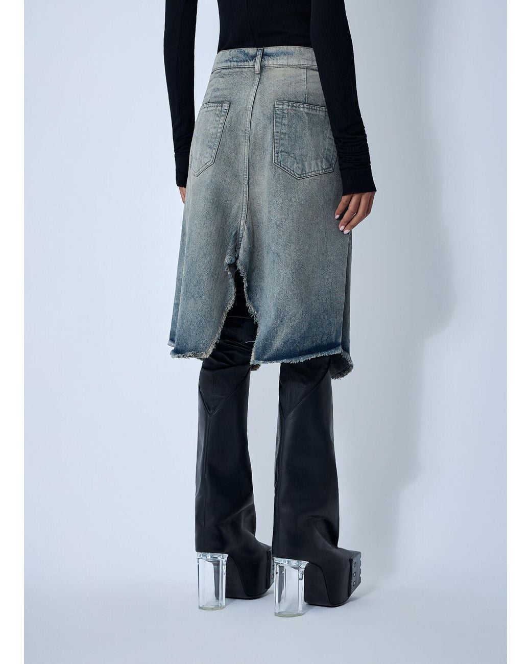 Rick Owens Slivered Denim Skirt in Blue | Lyst UK