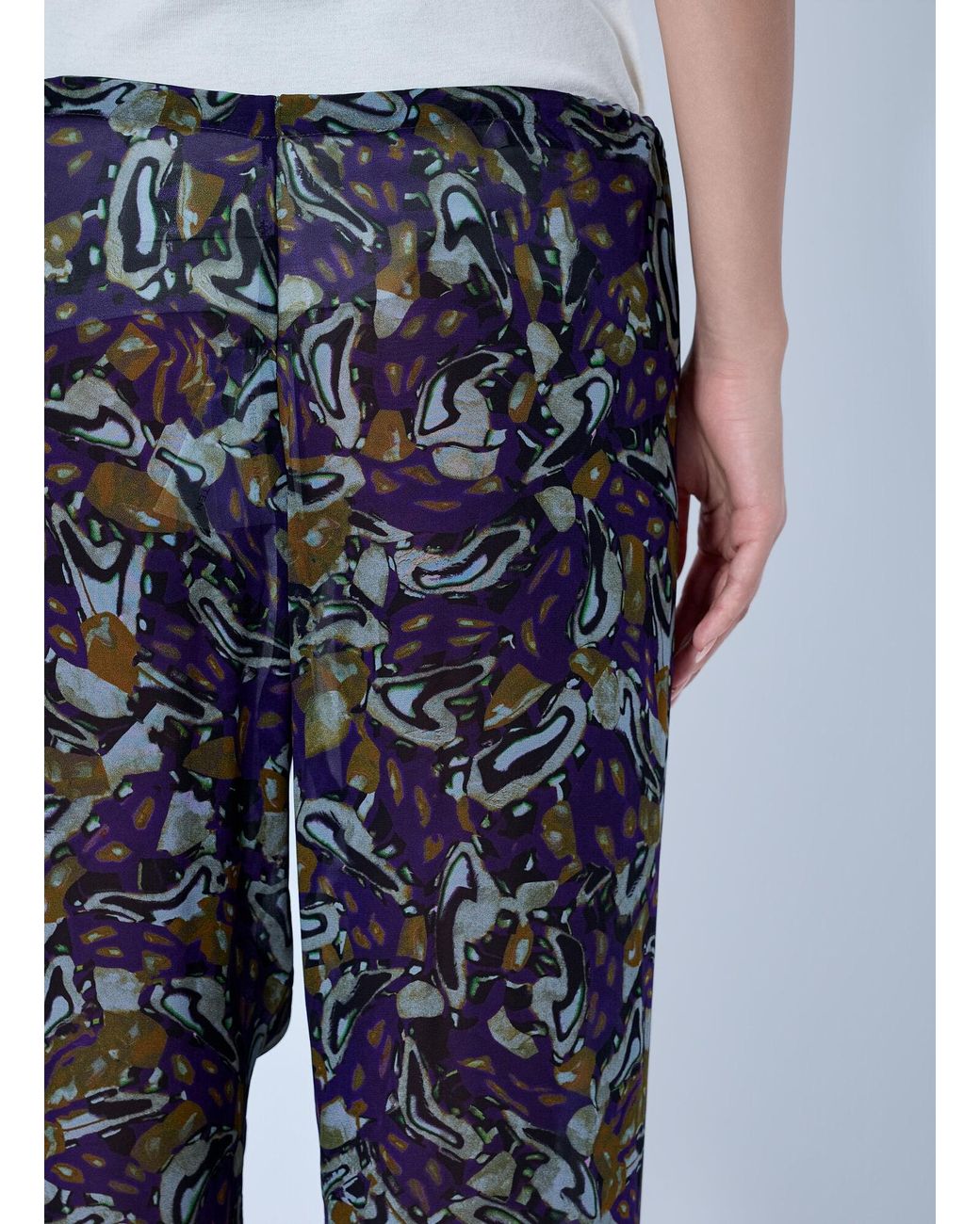 Dries Van Noten Blue Pachas Printed Silk Straight Pants