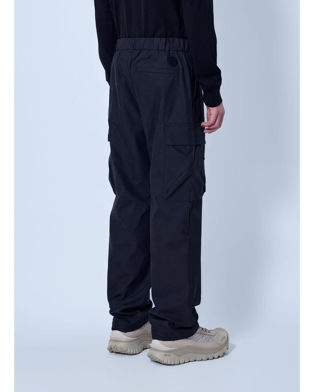 Moncler Blue Cotton Blend Trousers for men