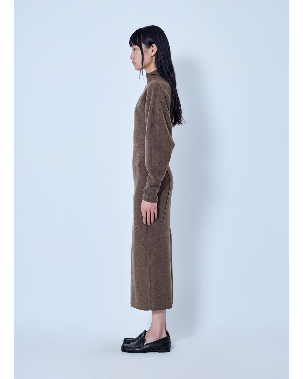 Max Mara Blue High-Neck Wool And Cashmere Jersey Dress