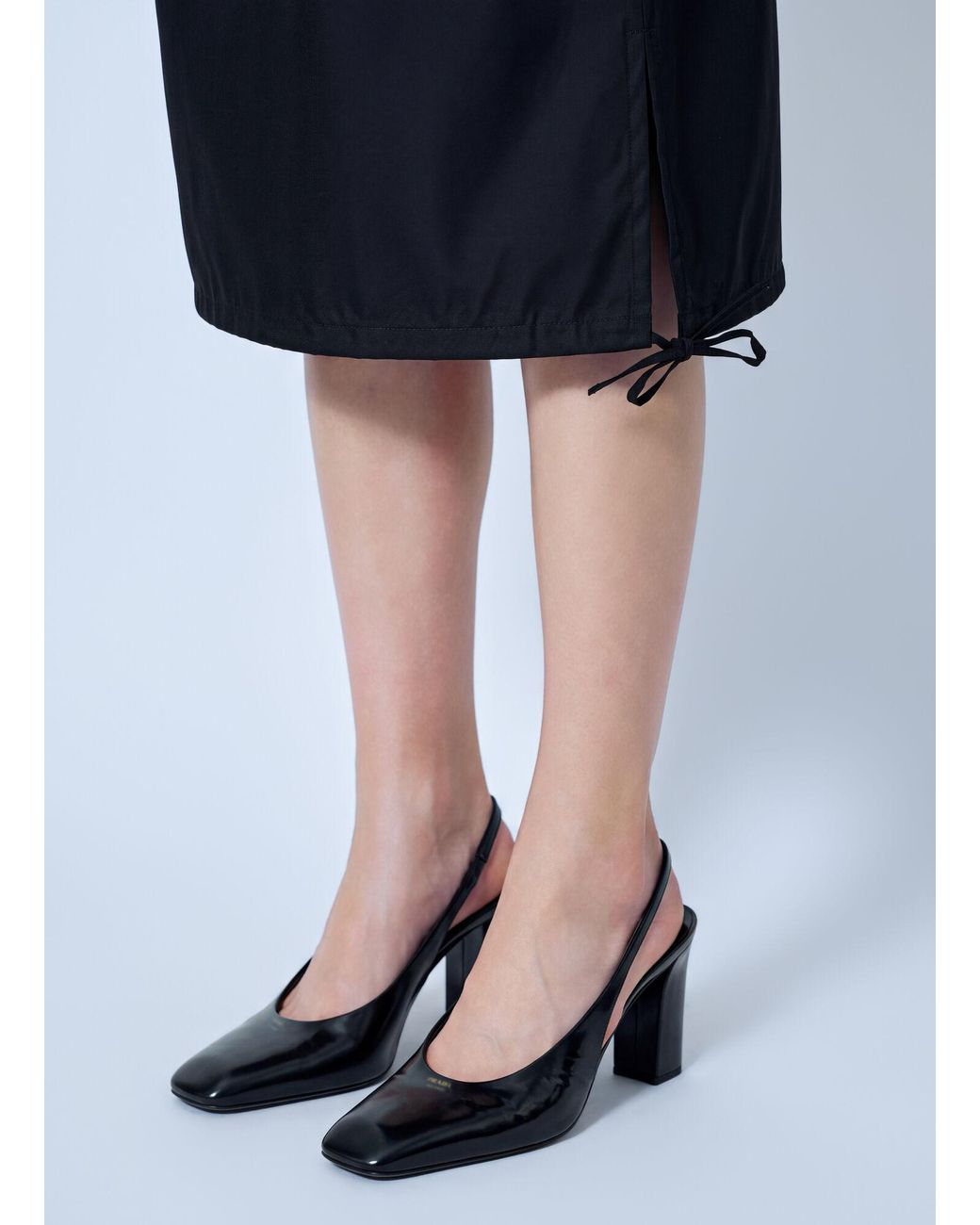 Prada Blue Elastic Waist Re-Nylon Midi Skirt