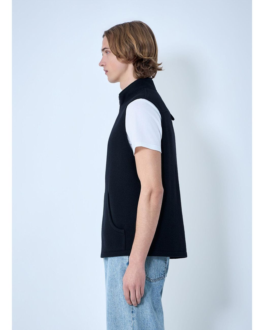 Rier Blue High-Neck Zip Vest