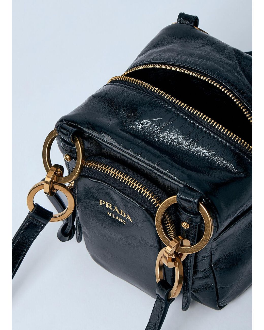 Prada Blue Mini Dangle Leather Handbag