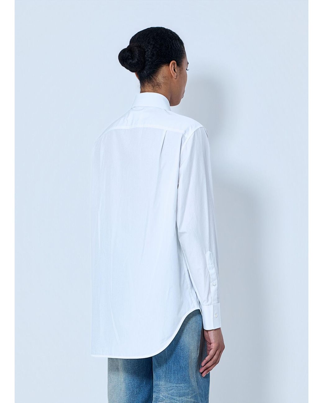Maison Margiela White Folded V-Neck Collar Shirt