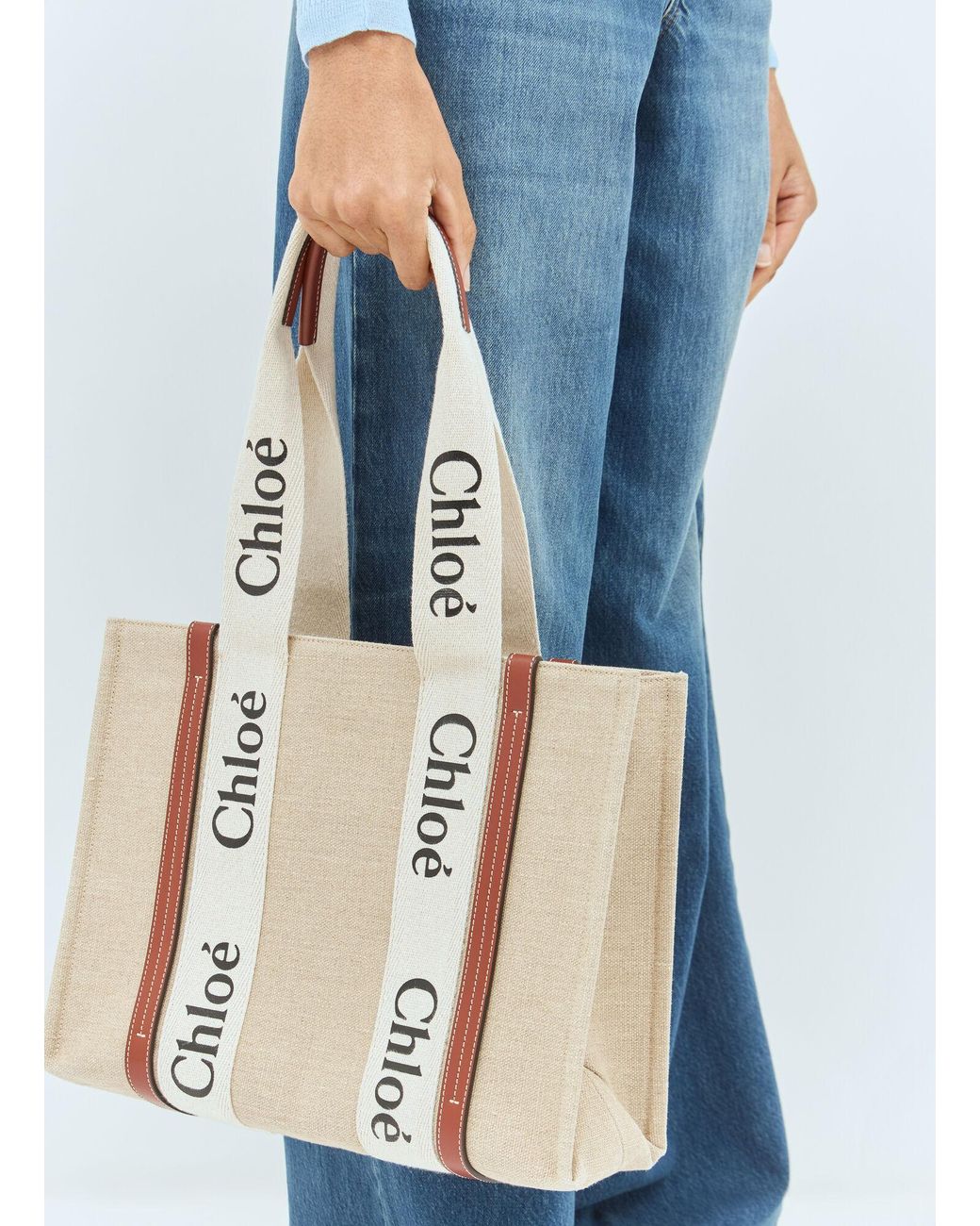 Chloé White Medium Woody Tote Bag