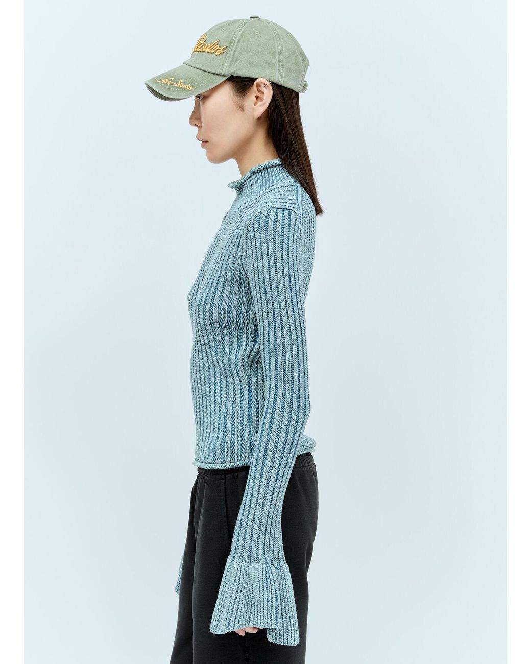 Acne Blue Ruffled Sleeves Sweater