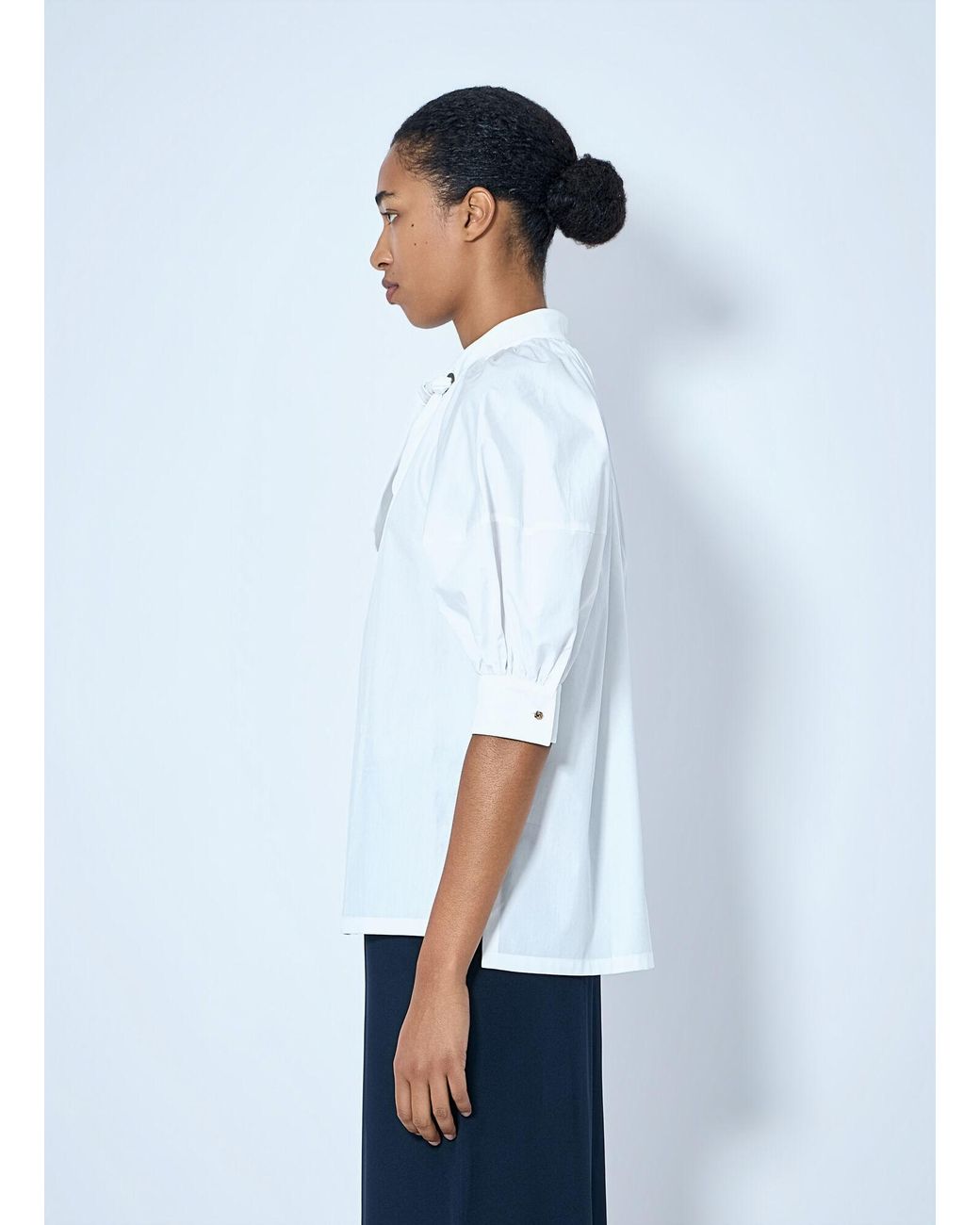Max Mara White Tie-Neck Blouse