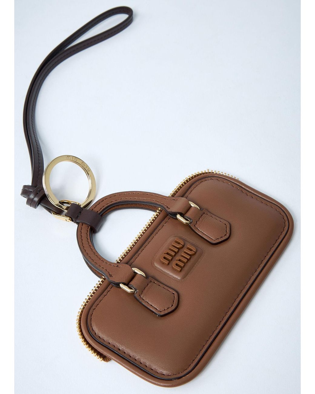 Miu Miu Brown Arcadie Leather Keyring