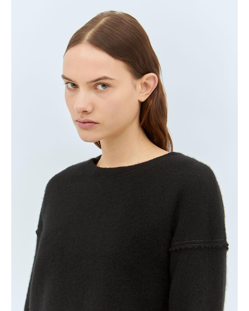 Max Mara Black Wool And Cashmere Cropped Sweater