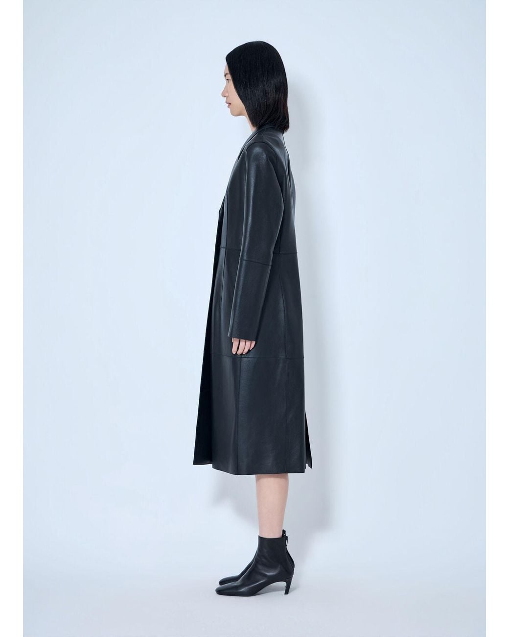Totême  Blue Slim Leather Coat