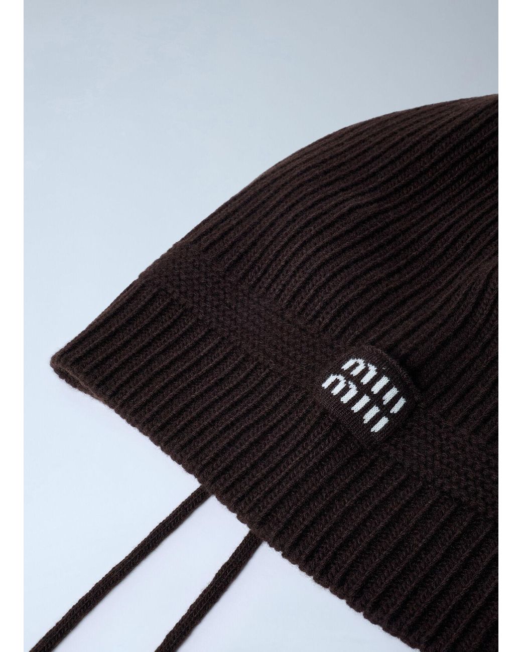 Miu Miu Black Logo Motif Beanie Hat