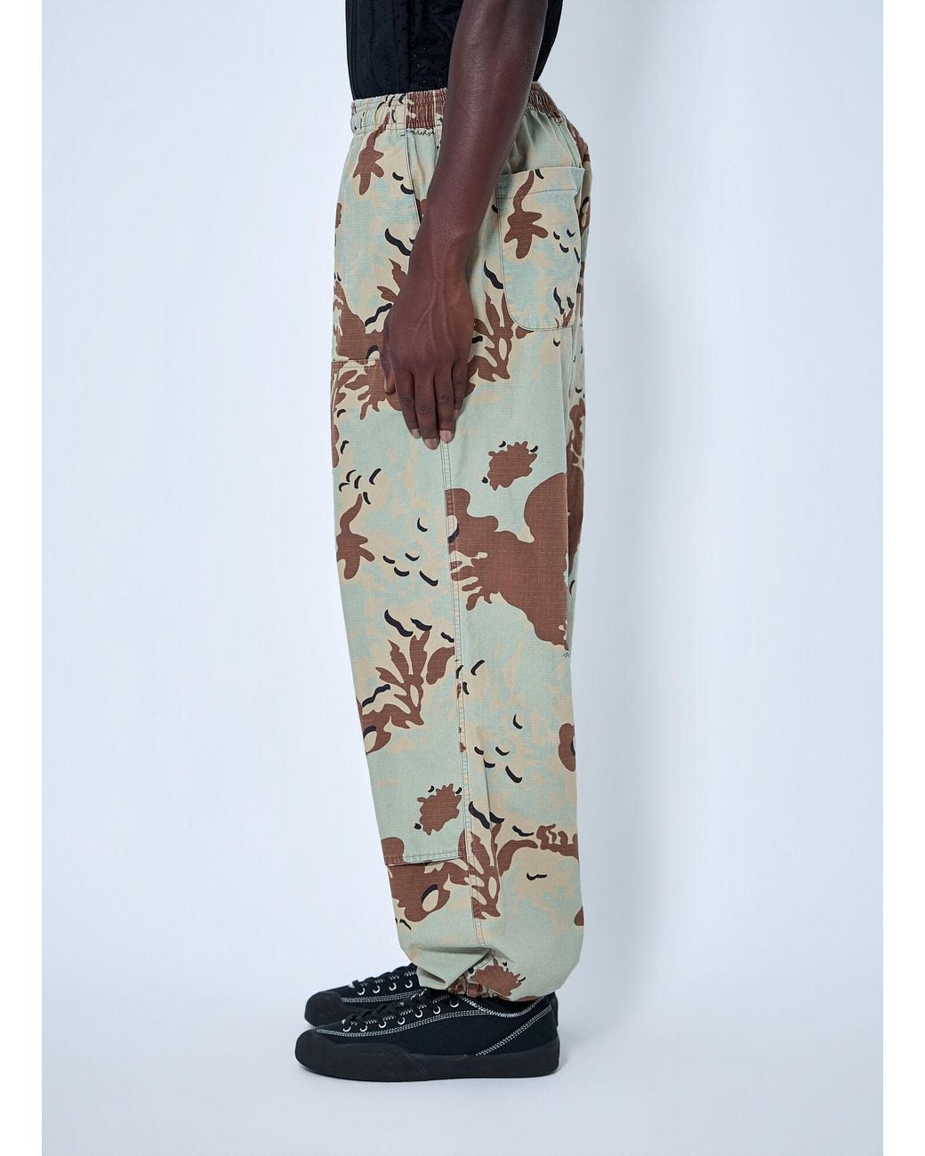 Nomarythm Textile Natural Camo Flower Double Knee Pants for men