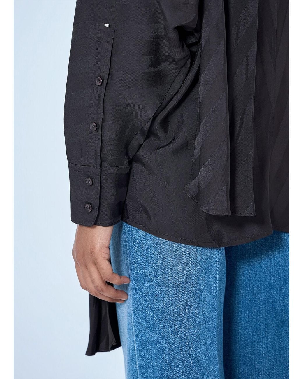 Sportmax Blue Striped Tie-Neck Blouse