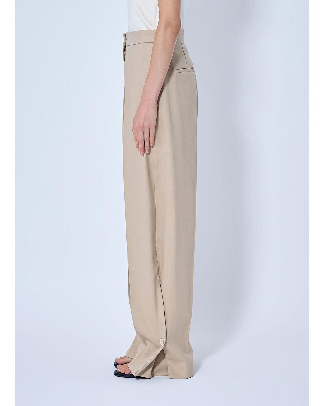 Sportmax Natural Wide-Leg Pleated Trousers