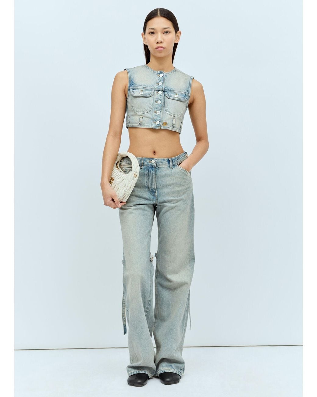 Courreges Blue Denim Crop Vest