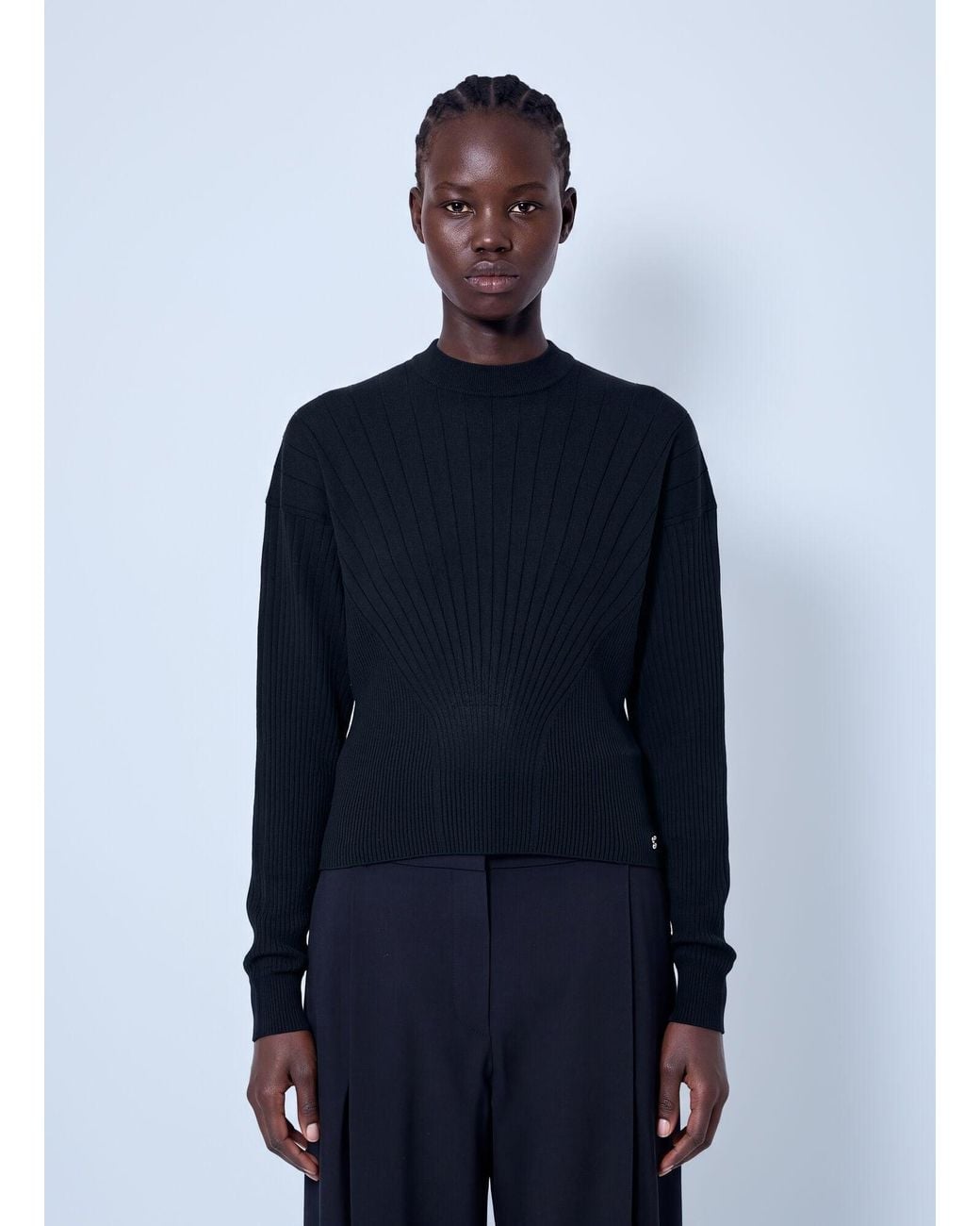 Sportmax Blue Ribbed Knit Sweater