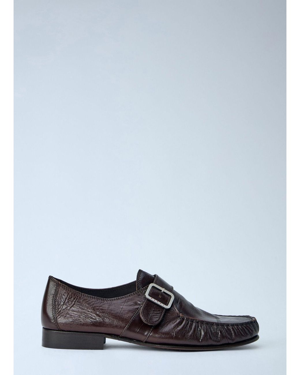 Marni White Buckle Detail Leather Loafers for men
