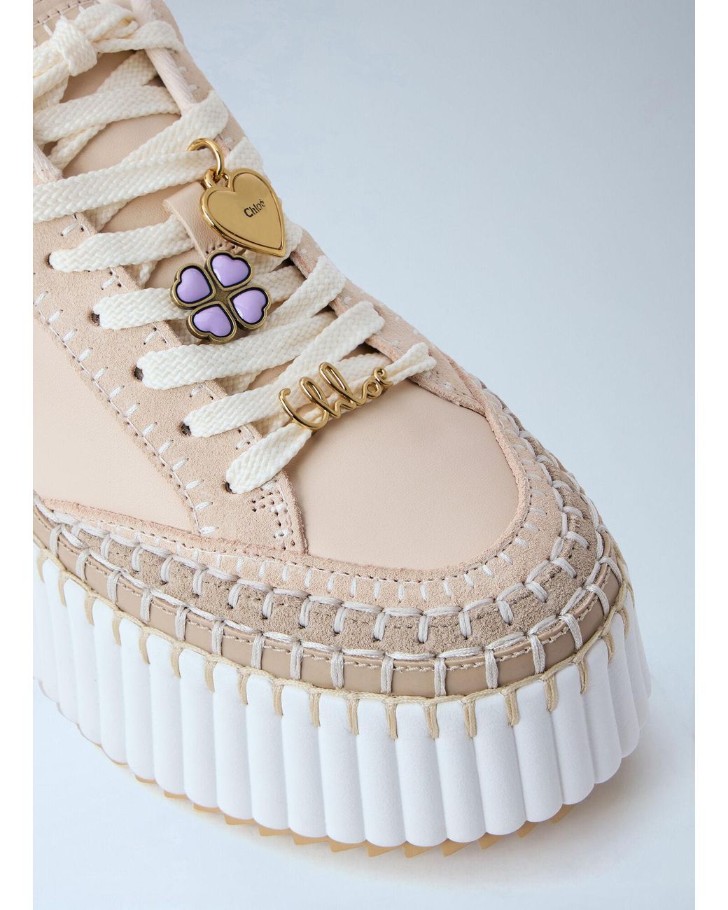 Chloé White Chloé Nama Wedge Sneakers