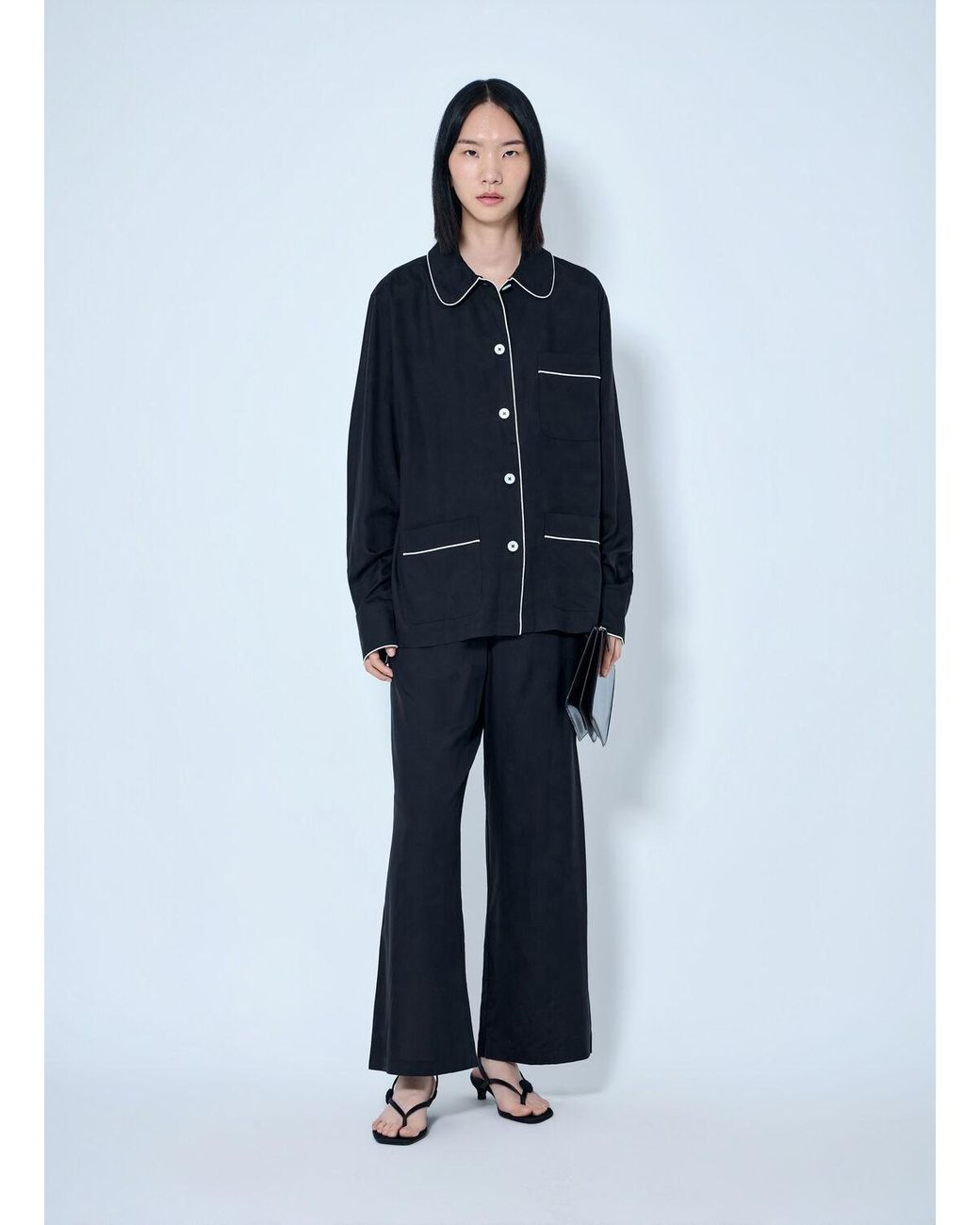 Totême Blue Piped Pj Top