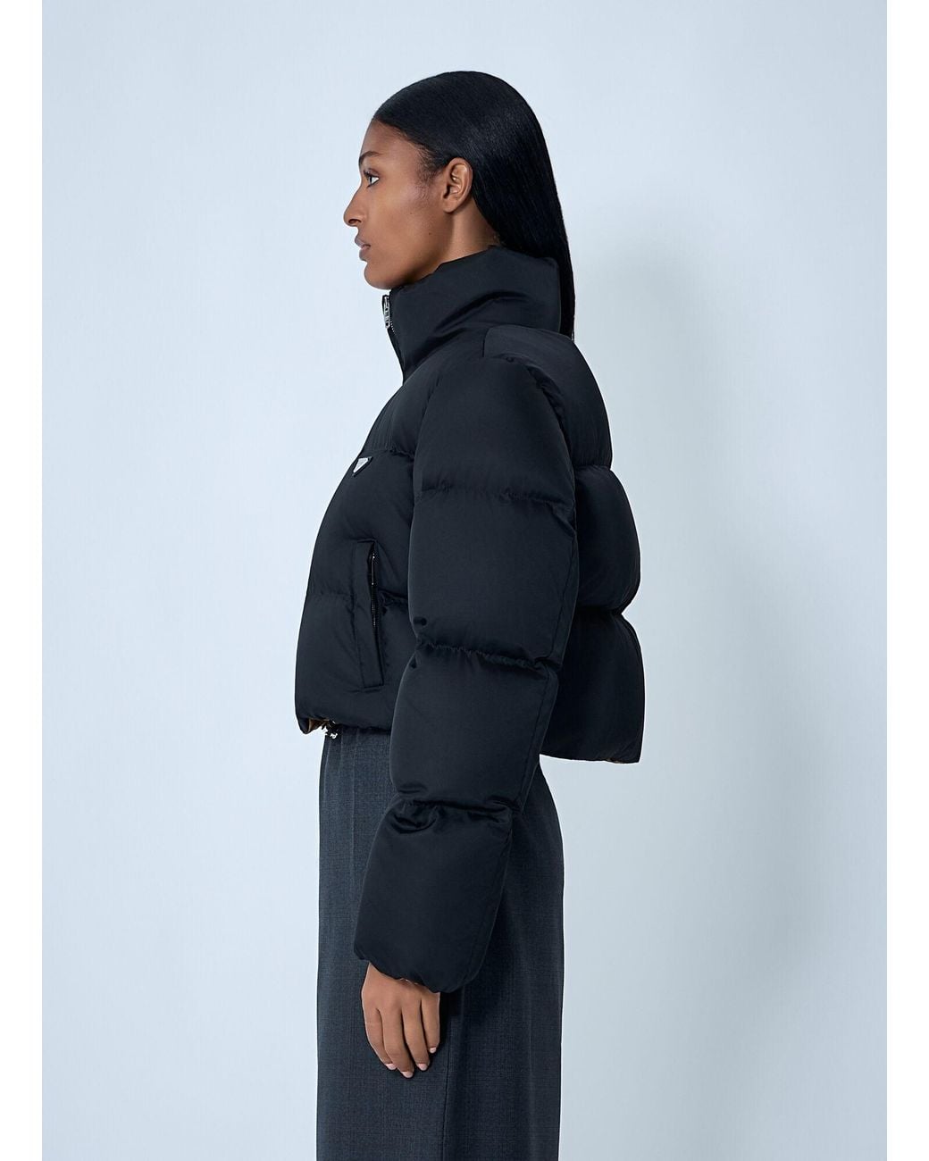 Prada Blue Short Re-Nylon Down Jacket