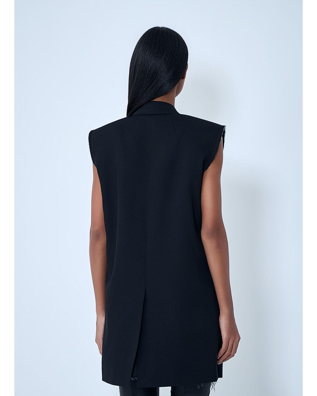 Rick Owens Blue Sleeveless Tailored Blazer