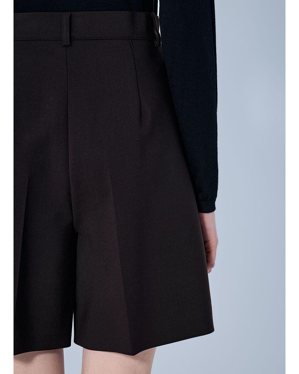 Max Mara Black Pleated Tailored Shorts