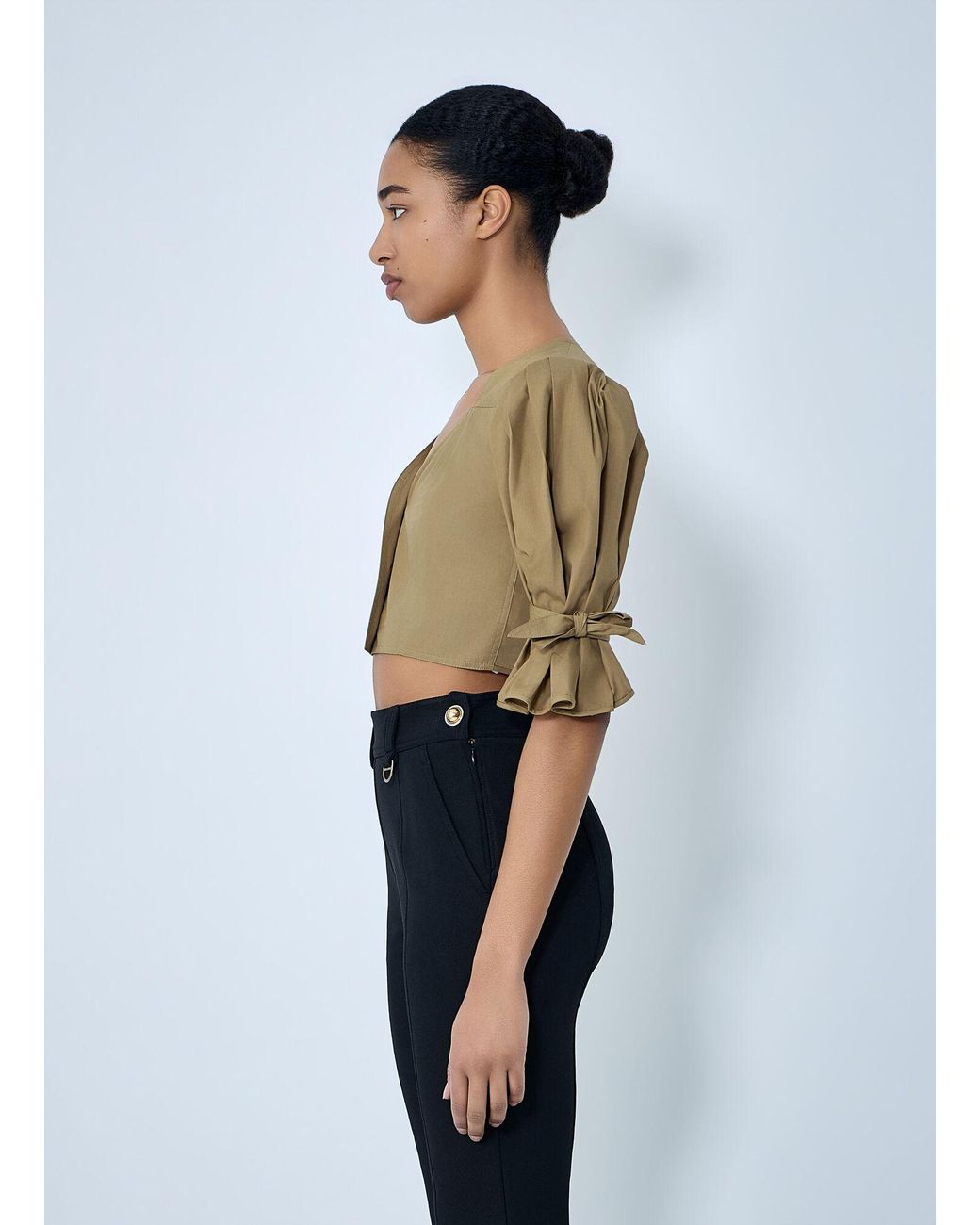 Chloé Blue Chloé Structured Cropped Blouse