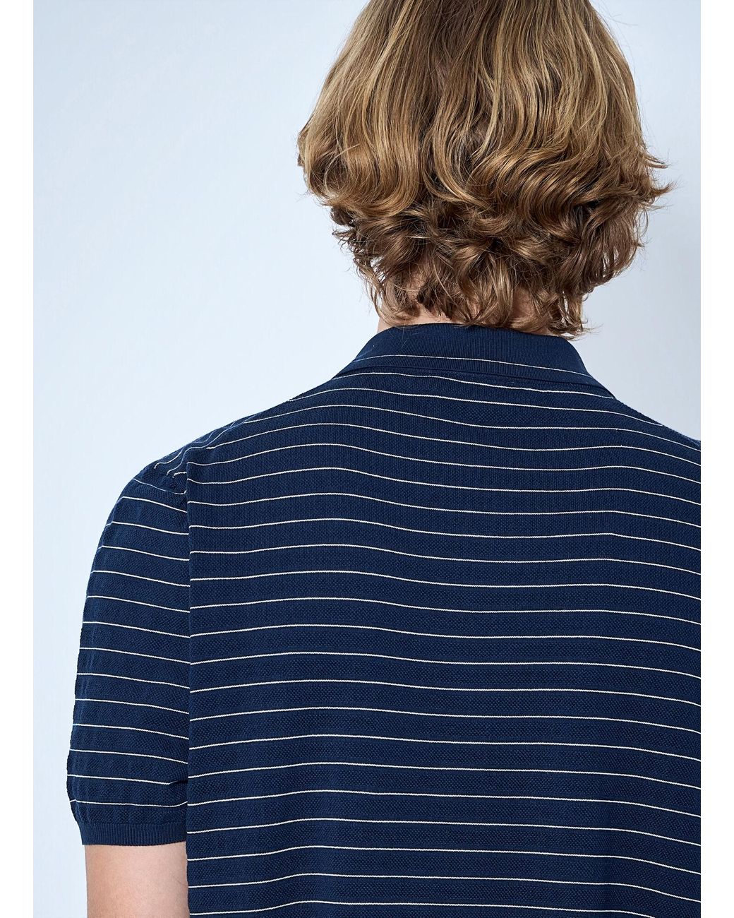 Miu Miu Blue Striped V-Neck Polo Shirt for men