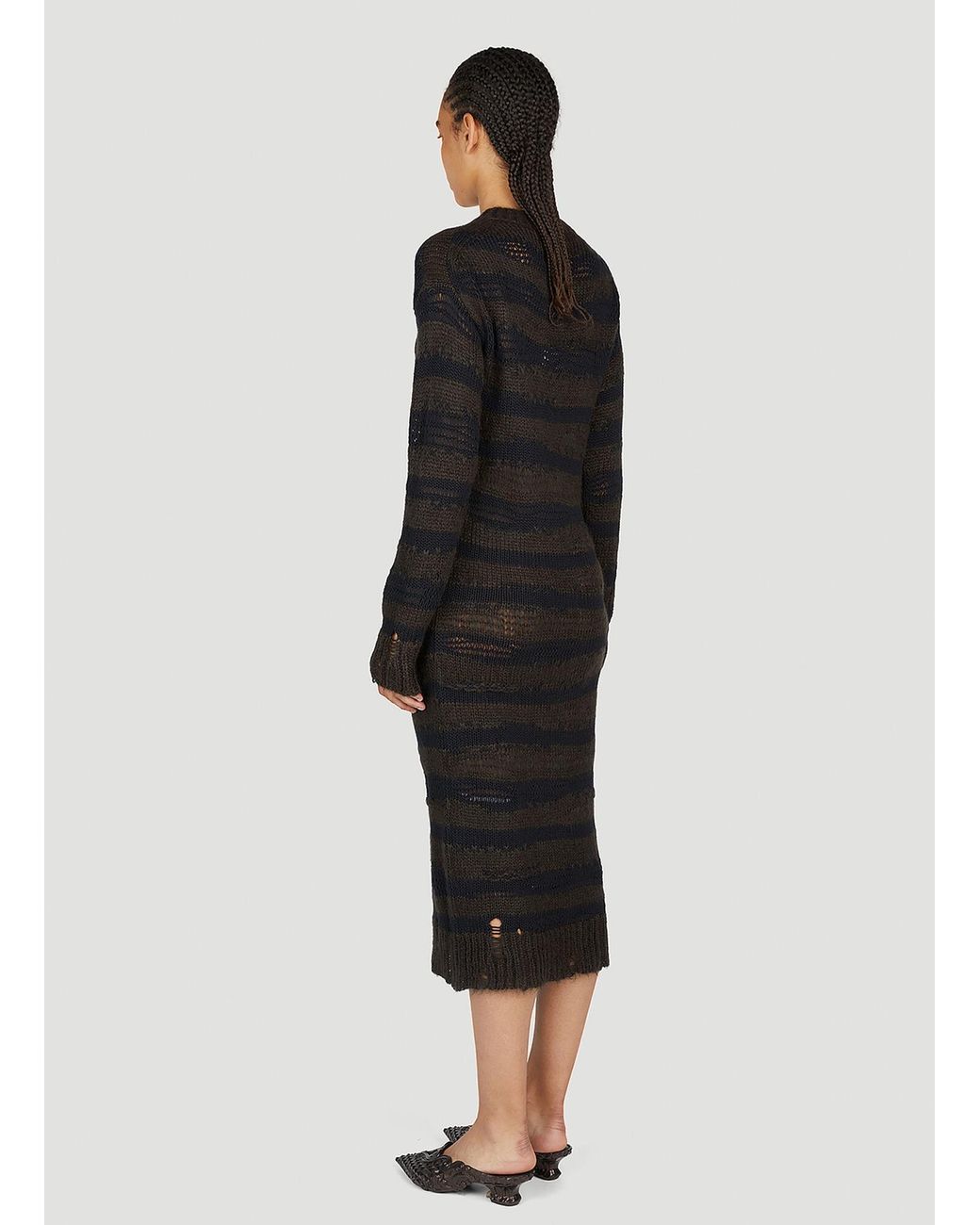 Acne Black Ladder Knit Midi Dress