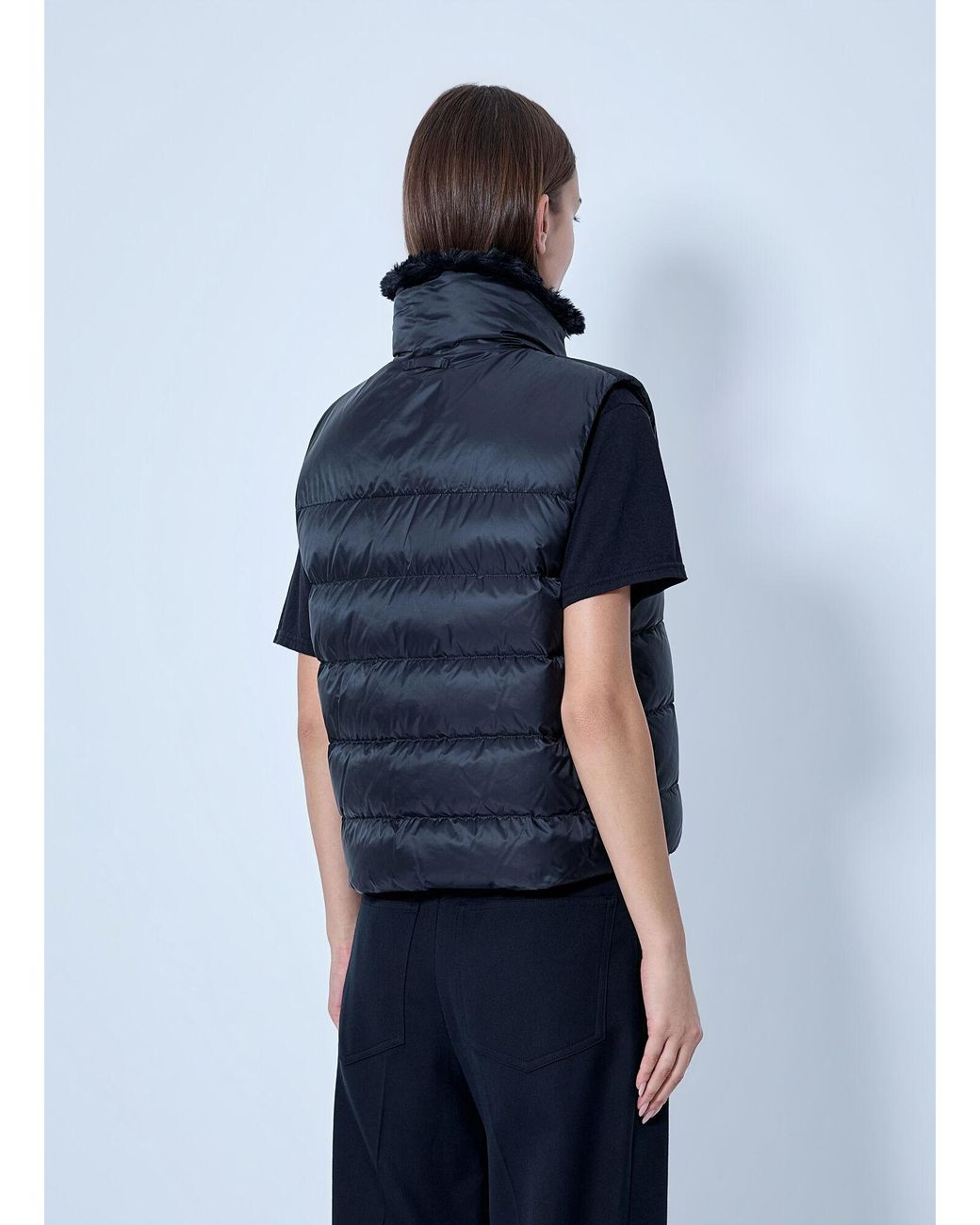 Max Mara Blue Padded Vest With High Collar