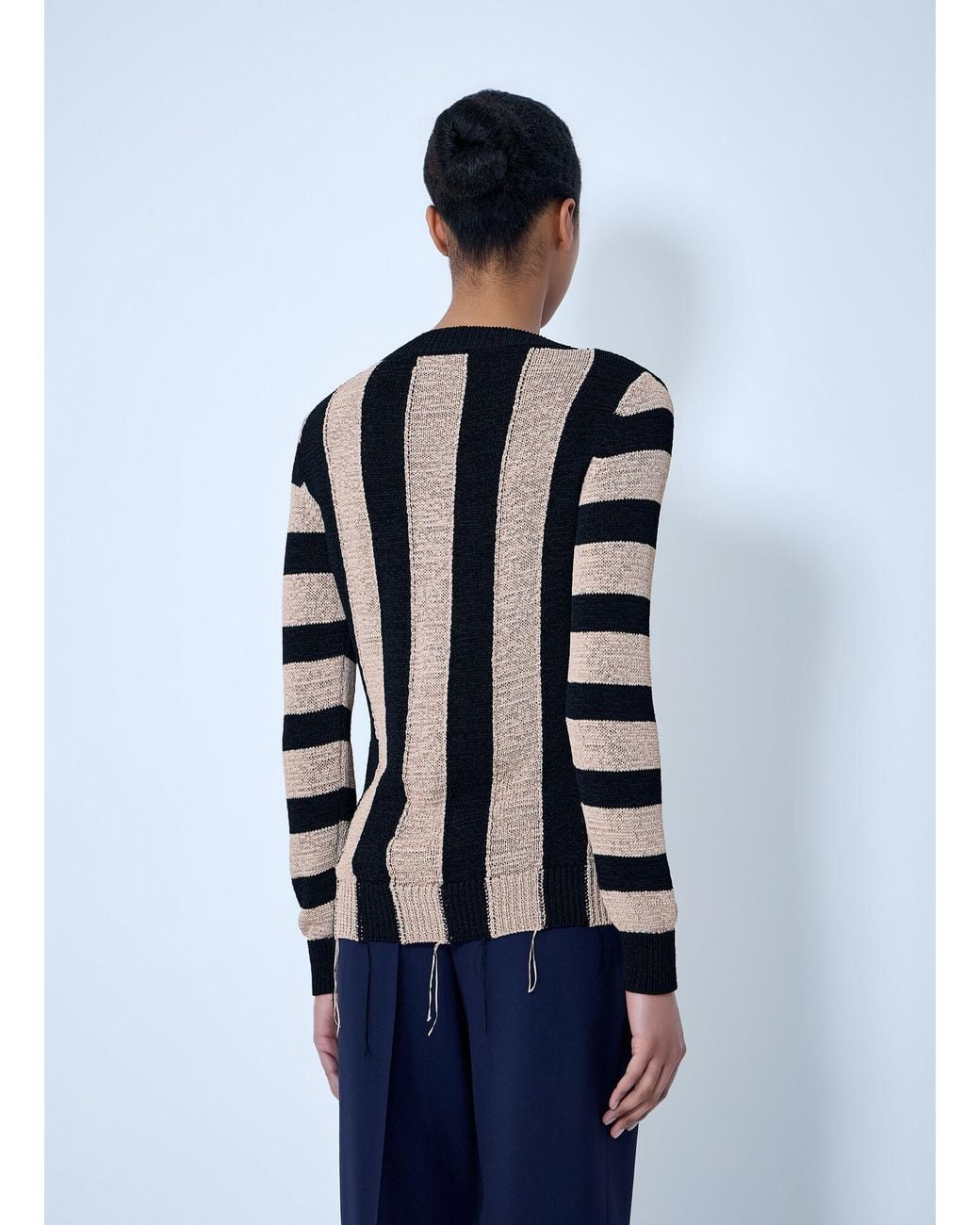 Dries Van Noten Blue Striped Knit Sweater