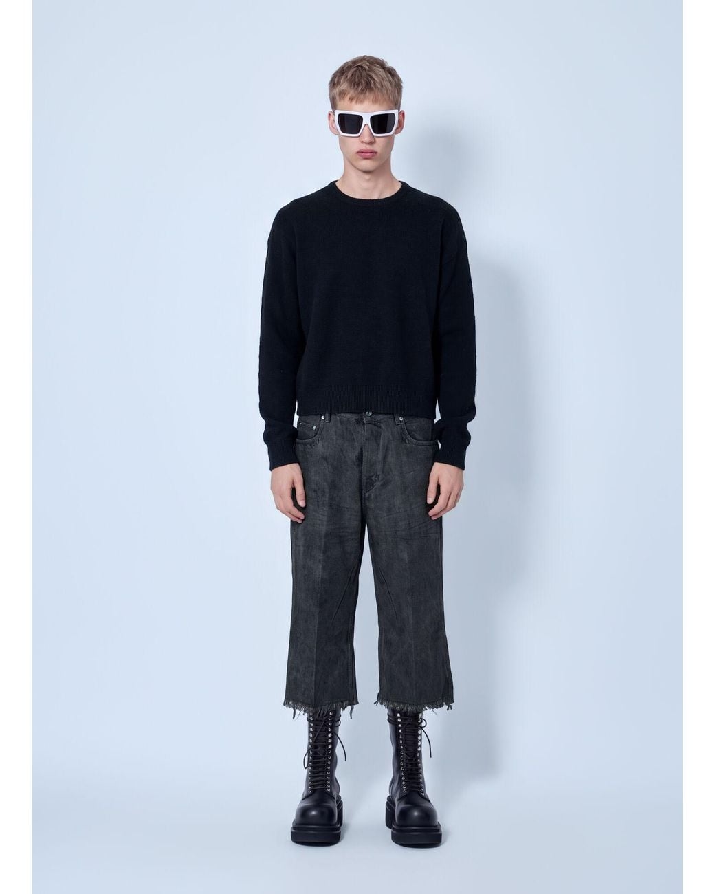 Rick Owens Blue Bolan Cutoffs for men