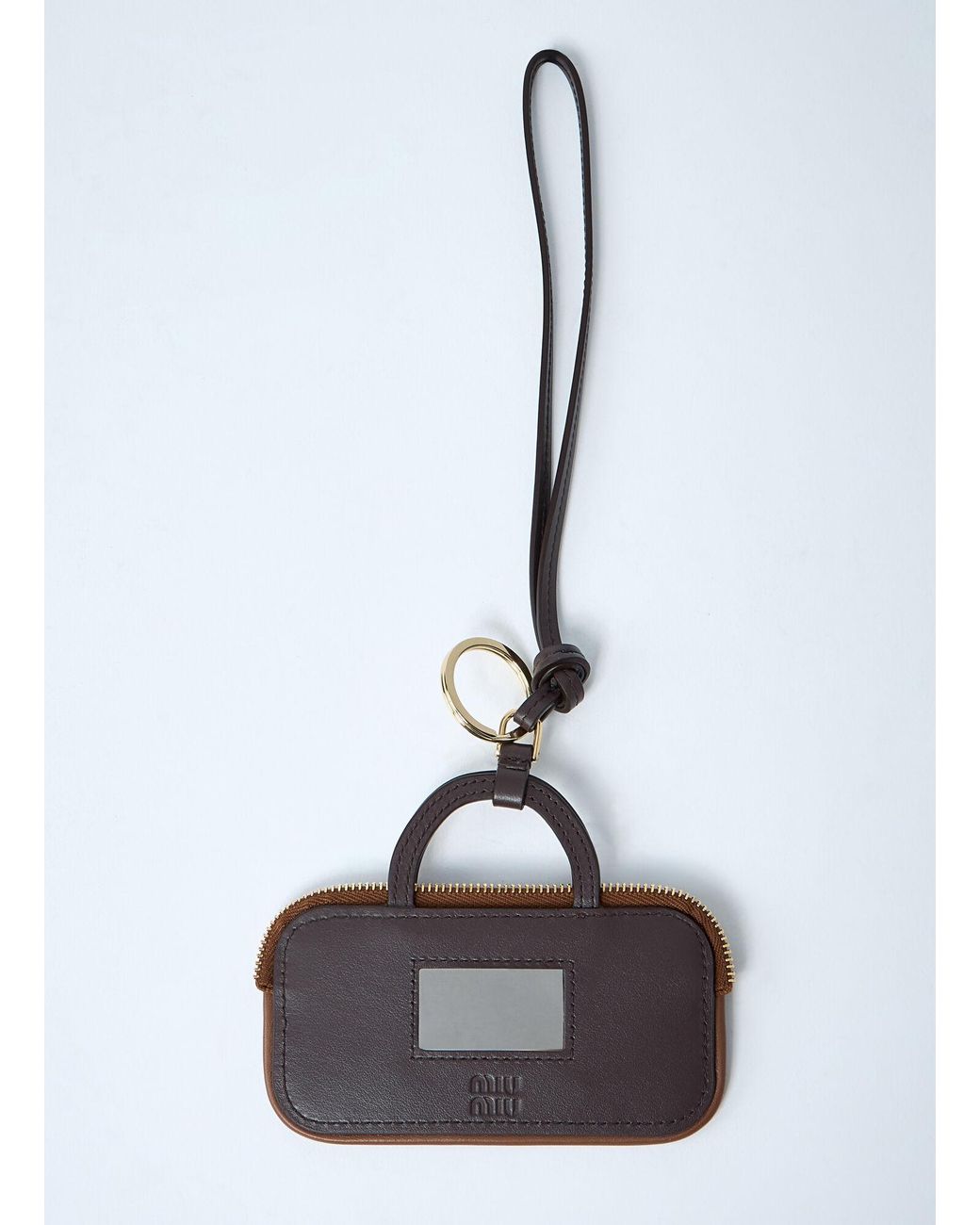Miu Miu Brown Arcadie Leather Keyring
