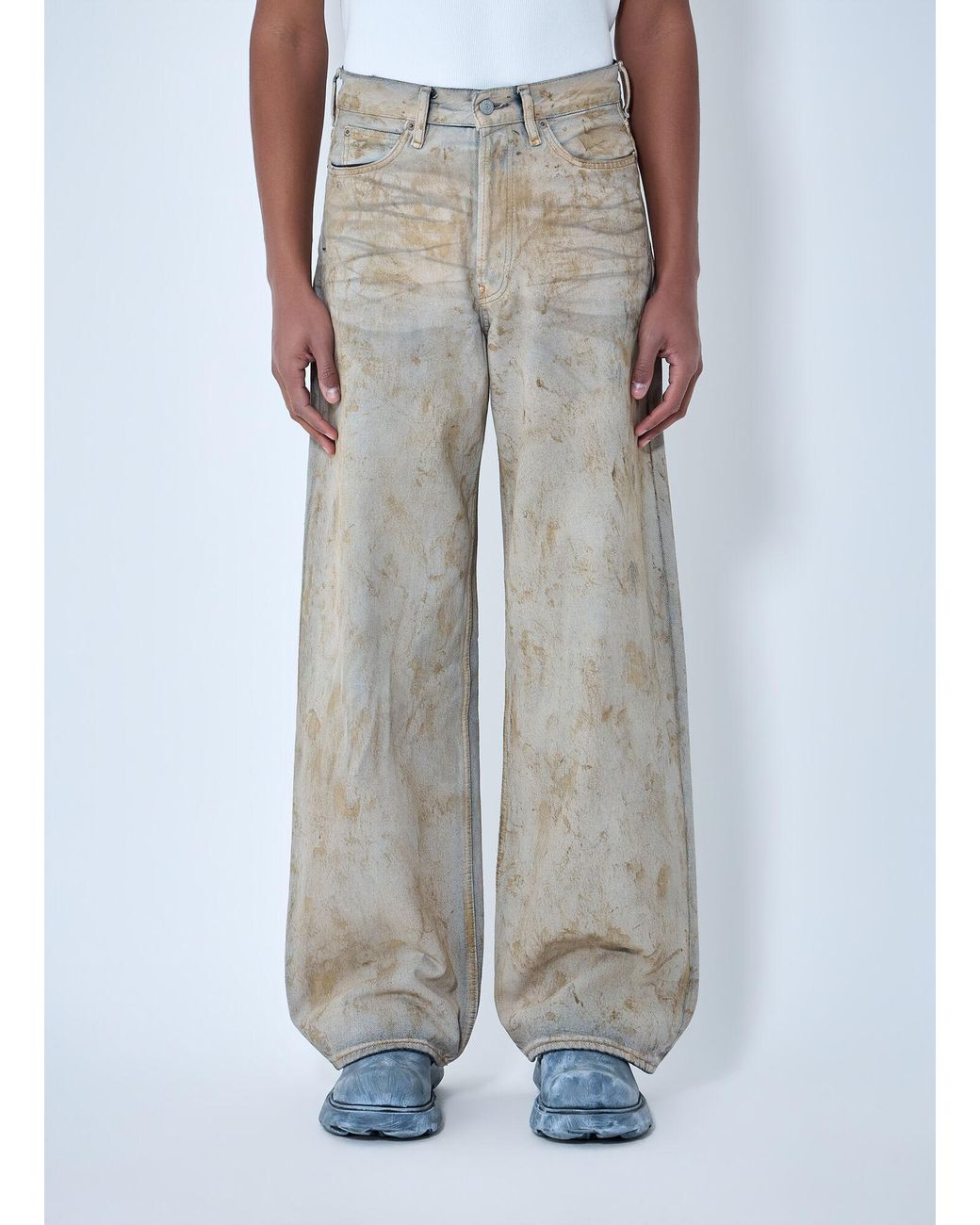 Acne Gray Wide-Leg Distressed Pants for men