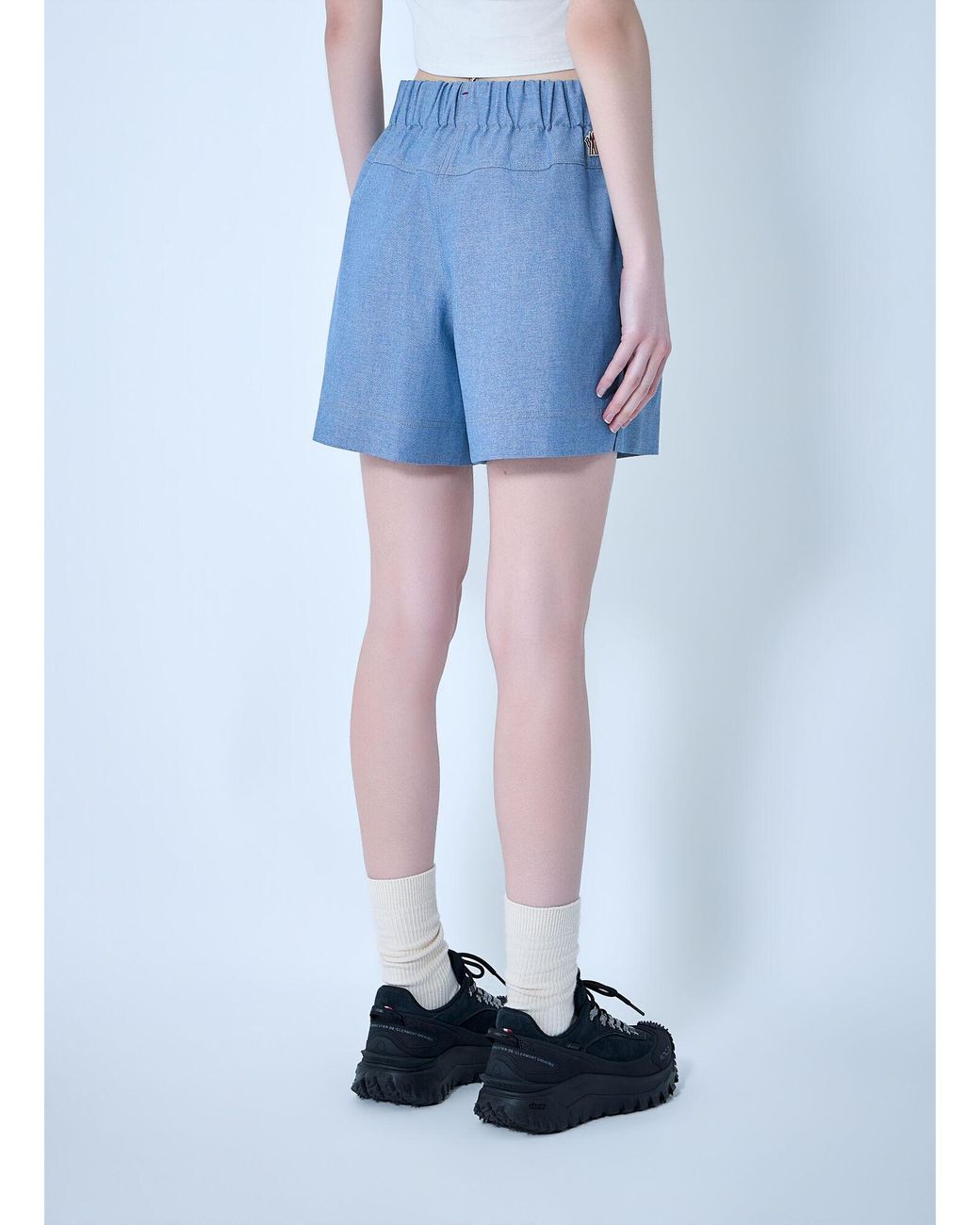 Moncler Blue High-Waisted Pleated Shorts