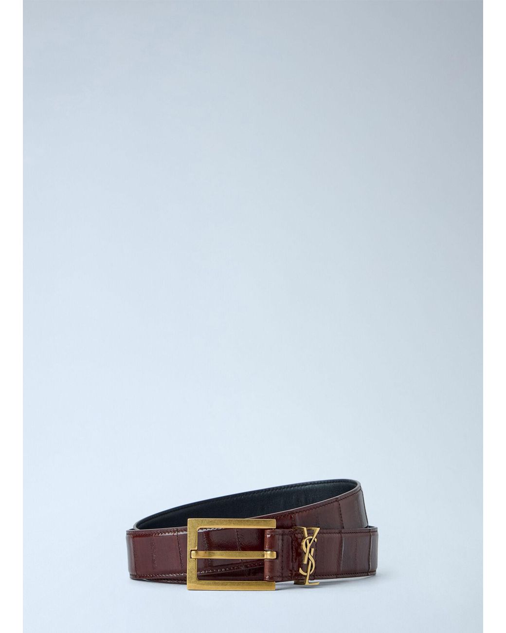 Saint Laurent Blue Logo Buckle Leather Belt