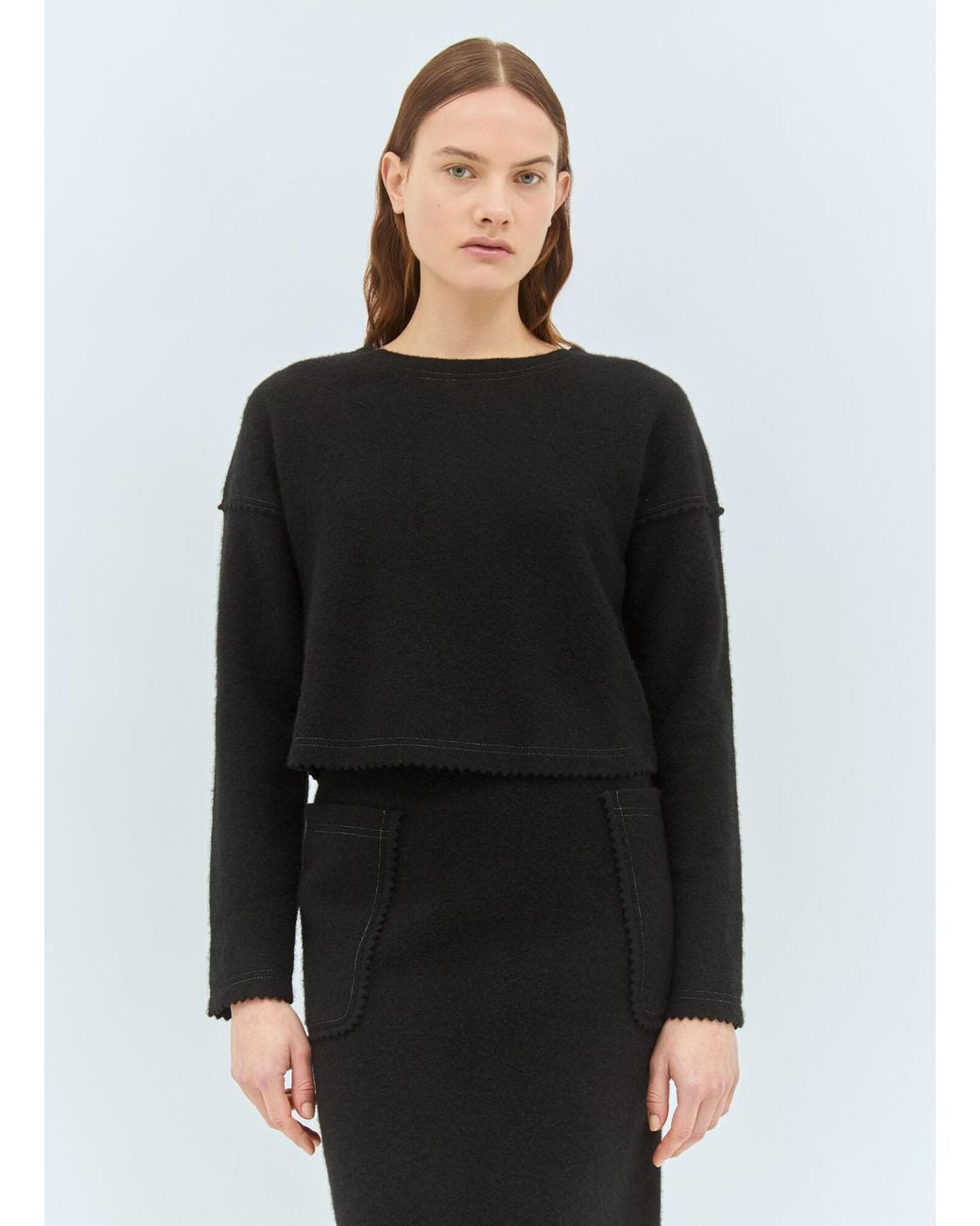 Max Mara Black Wool And Cashmere Cropped Sweater