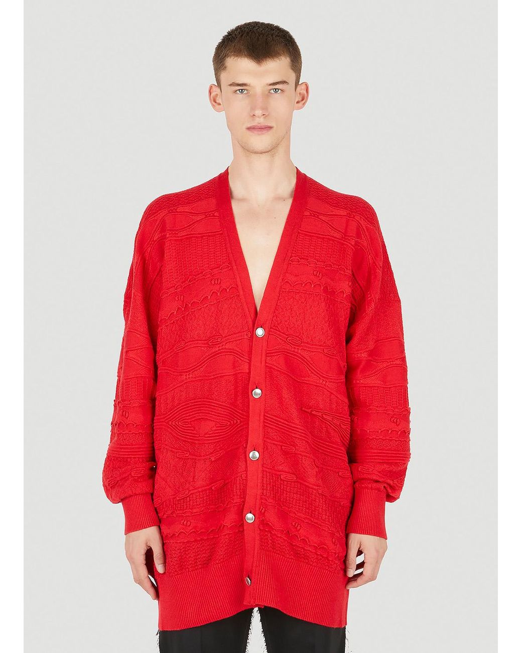 Sulvam Long Jacquard Cardigan in Red for Men | Lyst Australia