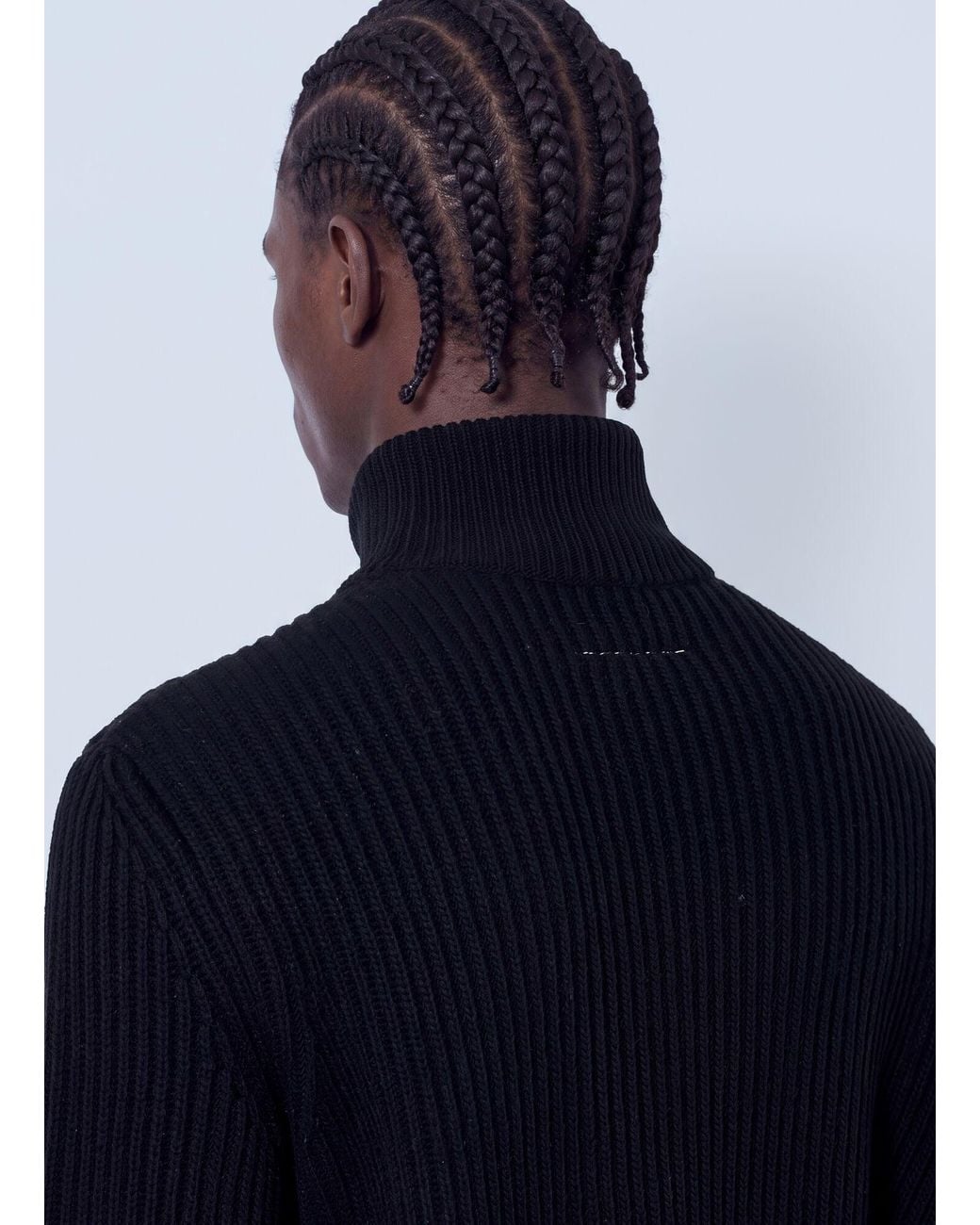 MM6 by Maison Margiela Blue Ribbed Zip-Up Cardigan for men