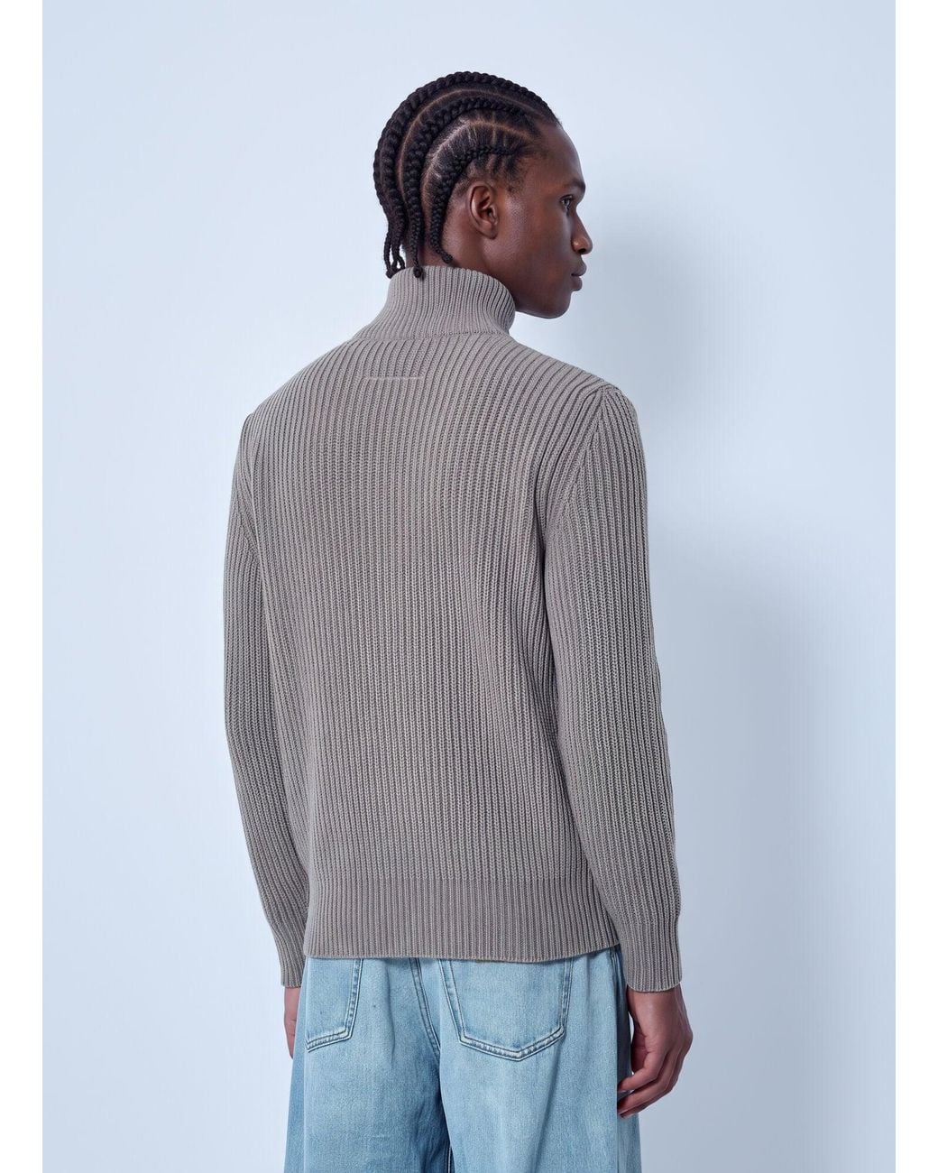 MM6 by Maison Margiela Blue Ribbed Zip-Up Sweater for men
