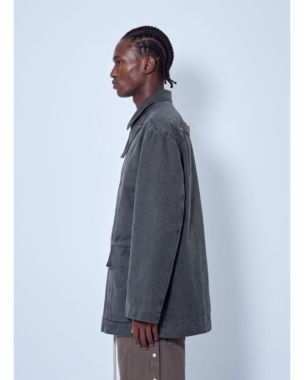 Rick Owens Blue Collared Canvas Mac Jacket for men